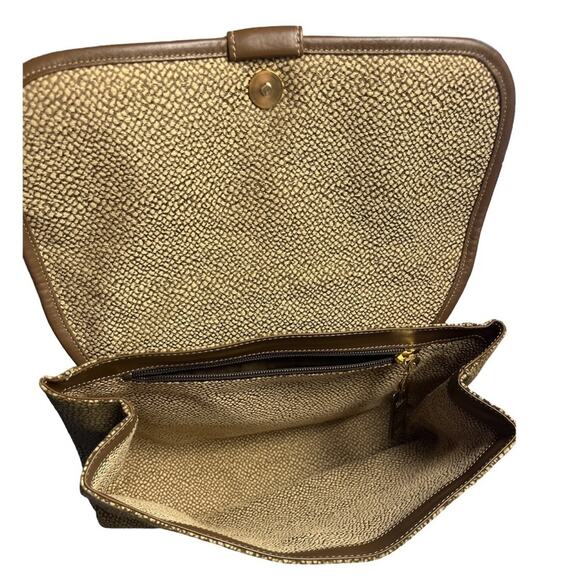 Vintage Borbonese Redwall Suede Clutch Eye of Partridge Italy Brown Leather - Picture 8 of 9